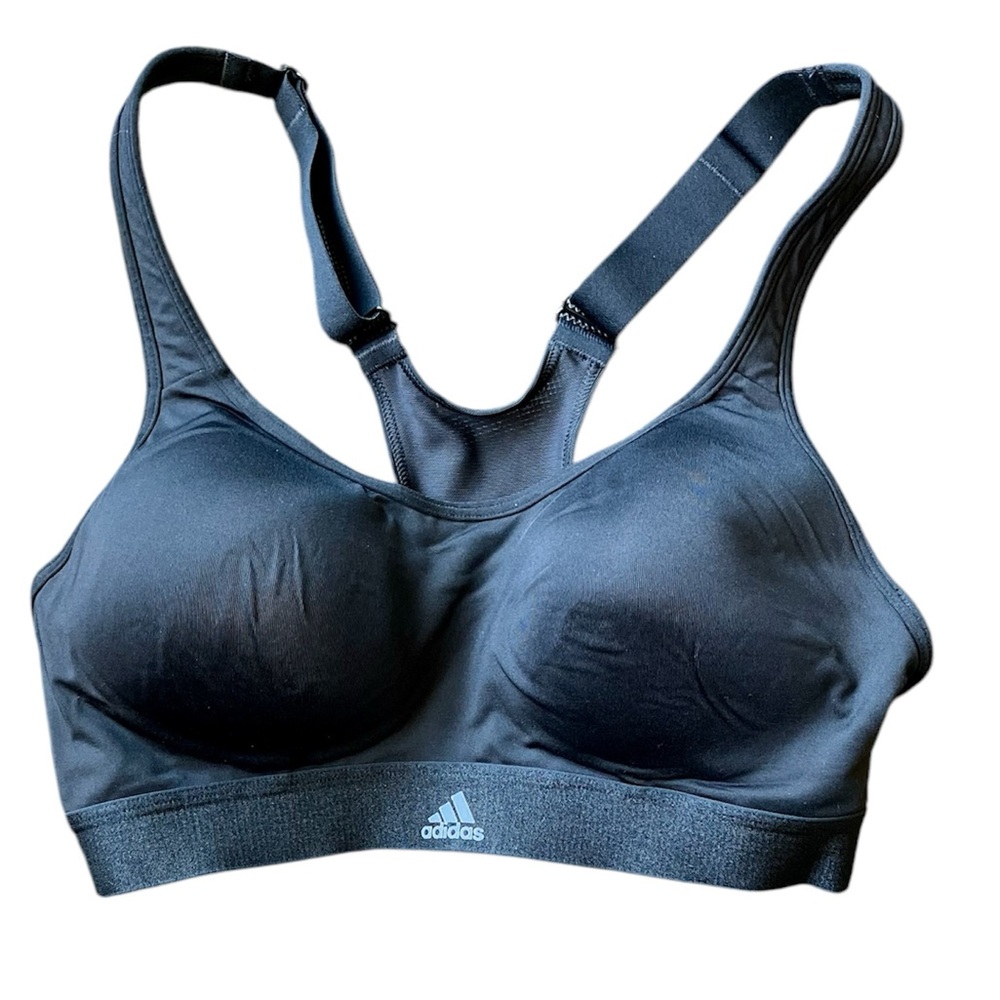 Adidas Black Racerback Sports Bra with Mesh Panel Size Medium